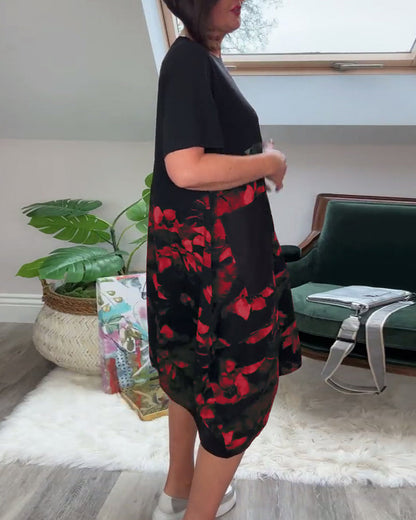 Floréa™ | Patchworkjurk met Ronde Halslijn en Bloemenprint