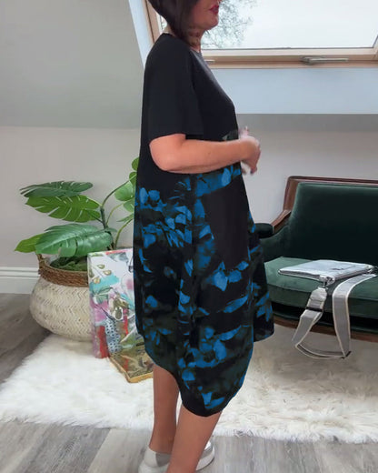 Floréa™ | Patchworkjurk met Ronde Halslijn en Bloemenprint