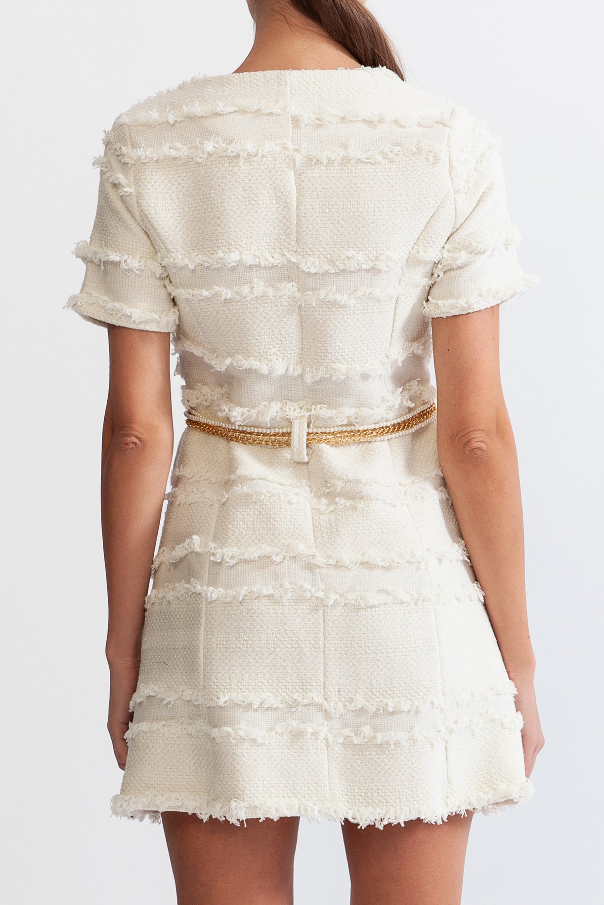 Pearline™ | Tweedjurk met parelketting – beige