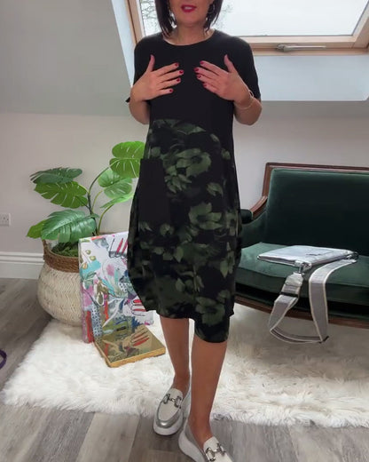 Floréa™ | Patchworkjurk met Ronde Halslijn en Bloemenprint