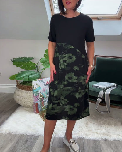 Floréa™ | Patchworkjurk met Ronde Halslijn en Bloemenprint